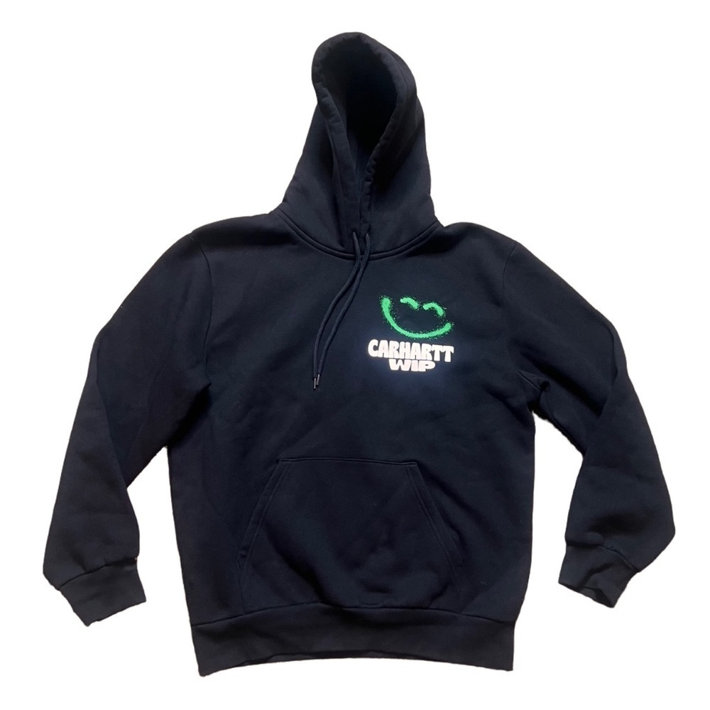 NWOT Carhartt Hooded Happy Script Sweater Pullover Black Size Small Mens